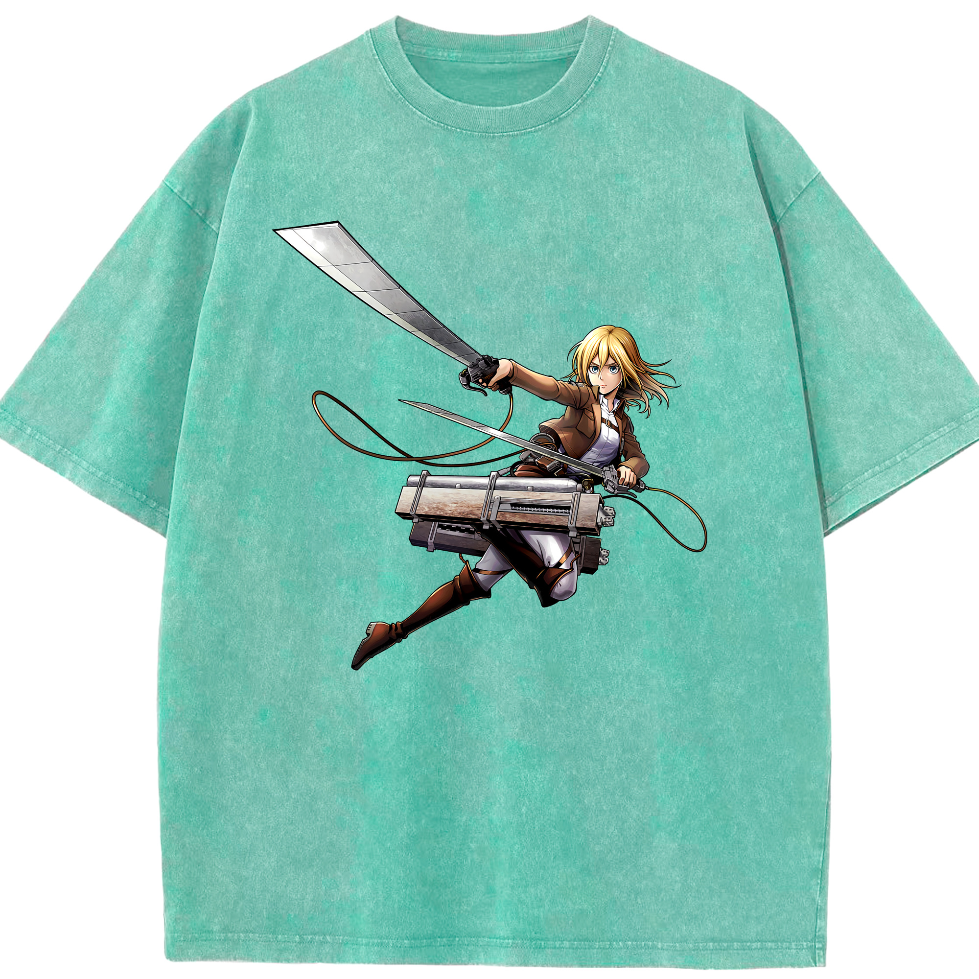 （画像用） 進撃の巨人 クリスタ·レンズ Attack on Titan Christa Lenz 綿100% ヴィンテージ風 半袖Tシャツ（フロントプリント）